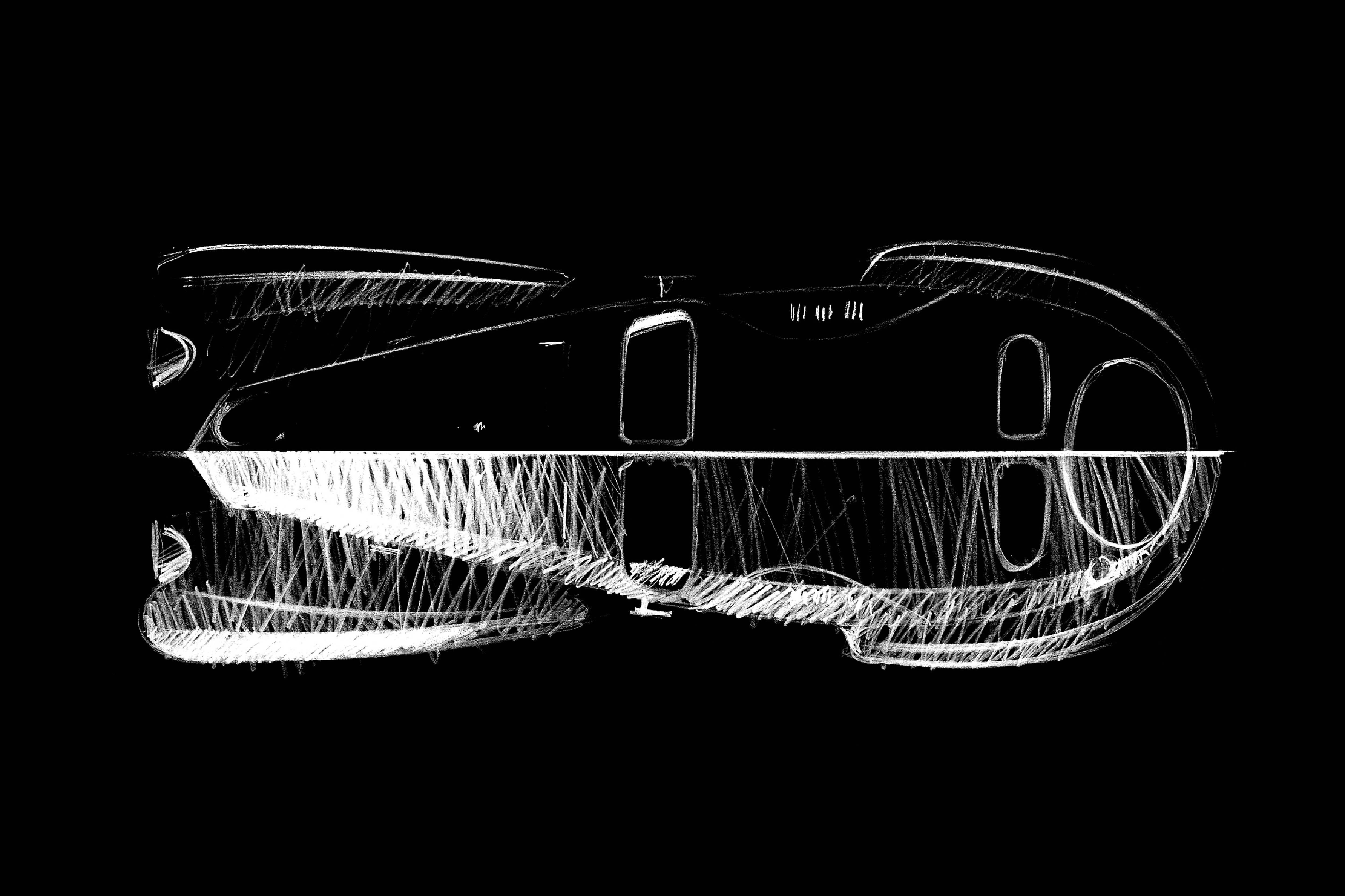 The famous center line of the Type 57 SC Atlantic designed by Jean Bugatti.